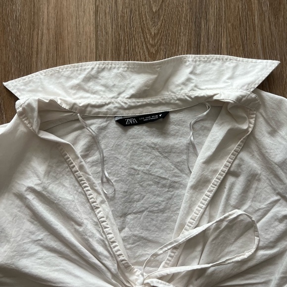 Collared white crop top long sleeve - Picture 4 of 4